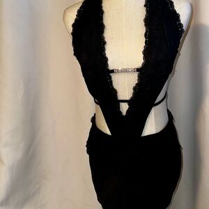 Black Lace Halter Dress